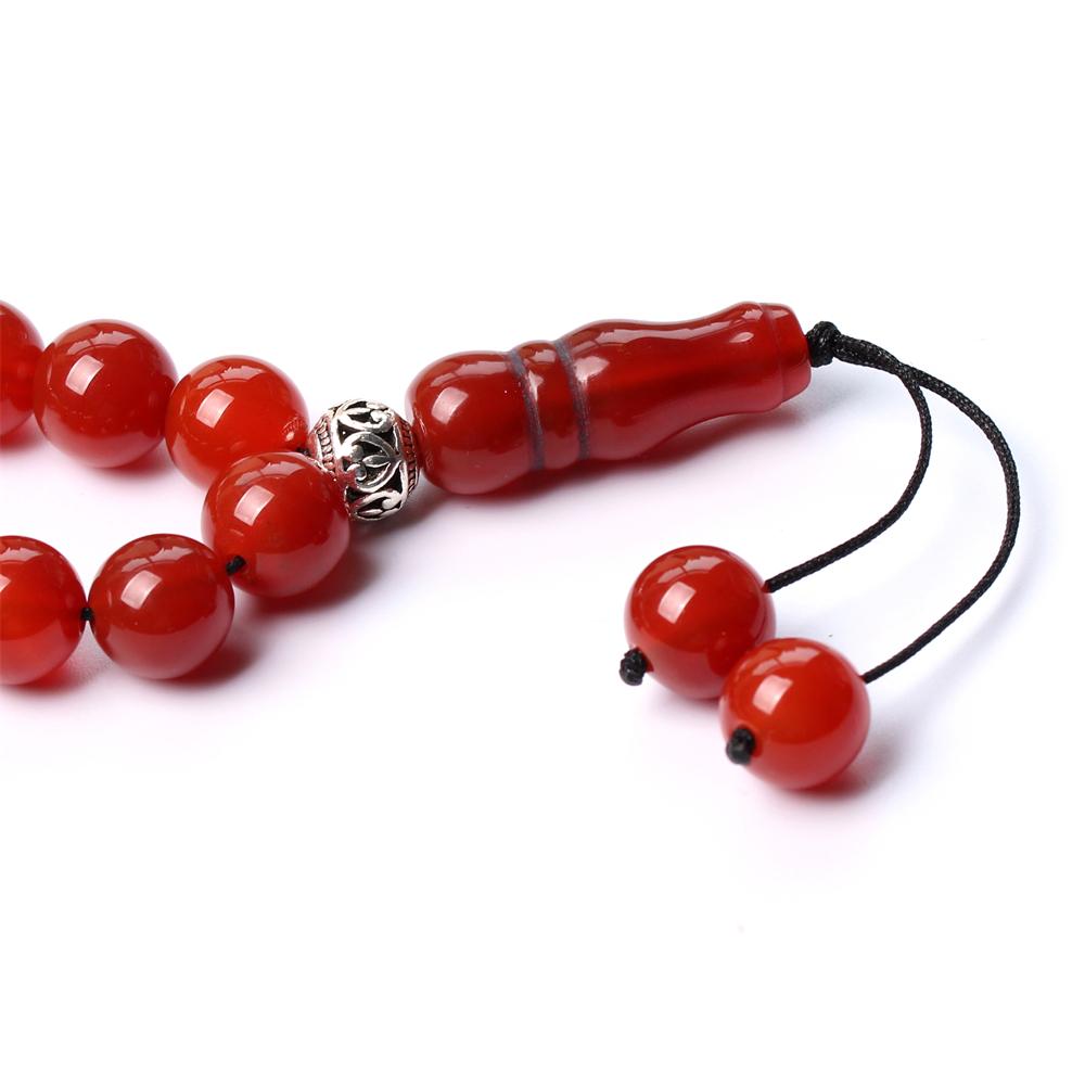 Kleding Moslim Tasbih Rosary Misbaha 33 kralen natuurlijke rode agaat steen handgemaakte islam subha misbaha Allah gebedsparels