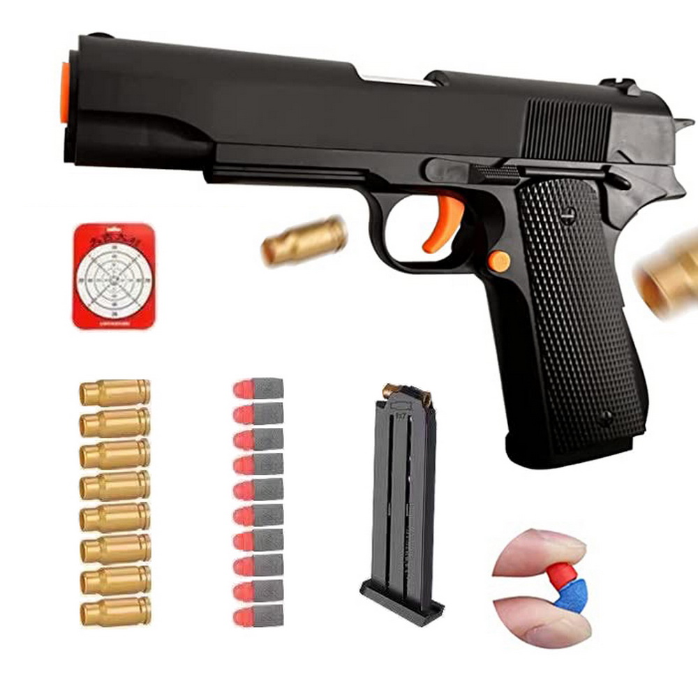 Toy Gun Soft Bullet, Cool Toy Pistol Soft Foam Bullets, Toy Foam Blaster Shell Ejecting Shooting Games Education Model Toy Guns, Gifts for Kids Girls Boys