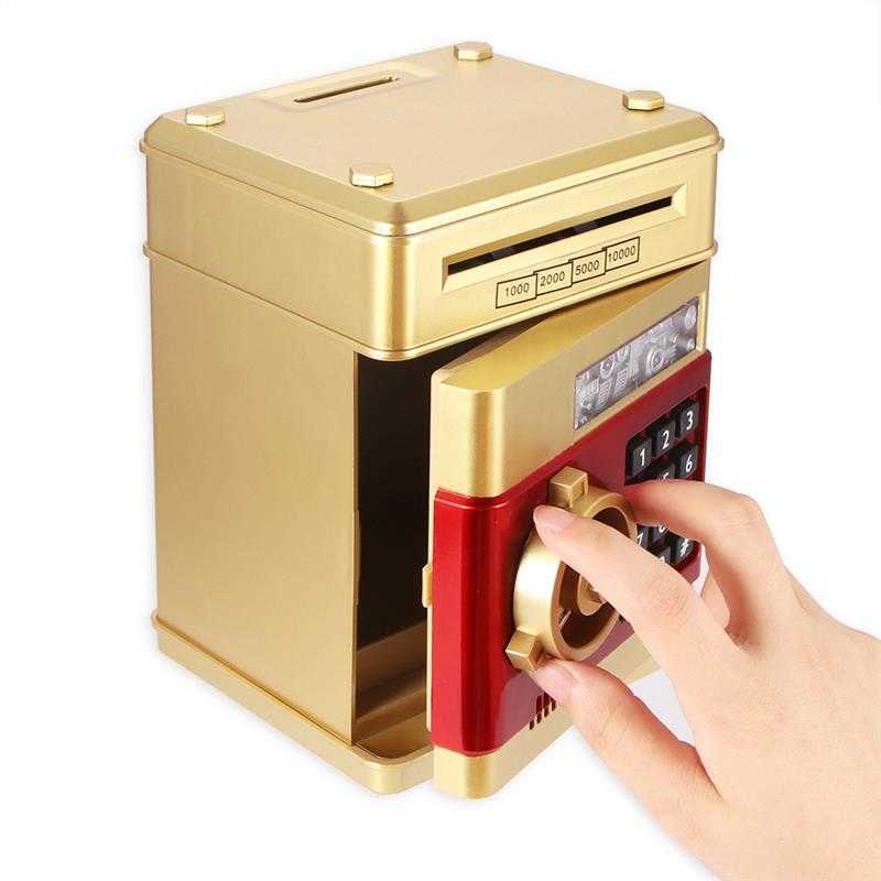 New Figurines Electronic Piggy Bank Safe Box Money Boxes Children Digital Coins Cash Saving Safe Deposit Mini ATM Machine Kid Christmas Gifts G230523