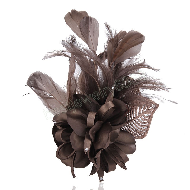Vintage Fabric Feather Brooch Men Korean Exquisite Fabric Flower Brooches Wedding Jewelry Accessories Party Clothing Corsage