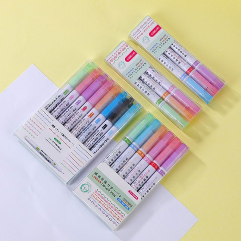 Curva colorida caneta pontual dupla marca tipos de caneta diferentes formas curvas cores caneta linhas finas