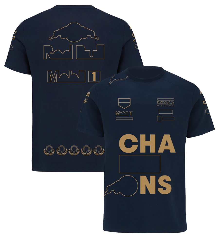 2023 Nieuwe F1 Wereldkampioenen T-shirt Formule 1 Bestuurder Kampioen T-shirt Racing Team Wint Souvenir Jersey Zomer Mannen Vrouwen T-shirts