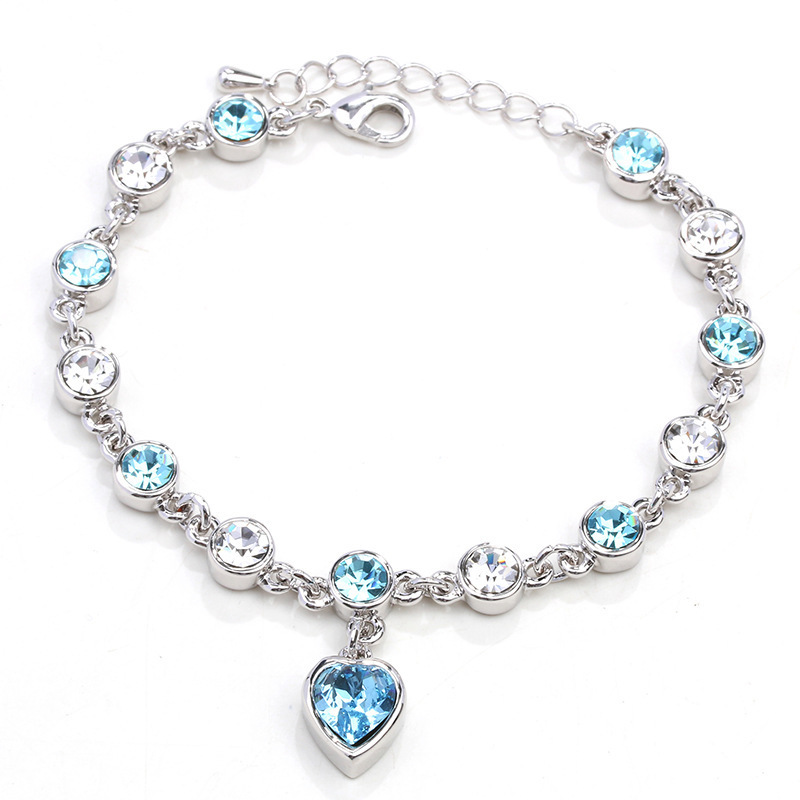 Hart Crystal Bracelet Designer Sieraden Keten Liefde Diamant WOMEAN GIRLEN SCHAAKBELEGEN BLAUW CRYSTAL BROOD BRACKET FASHIER SIELRY CADEA