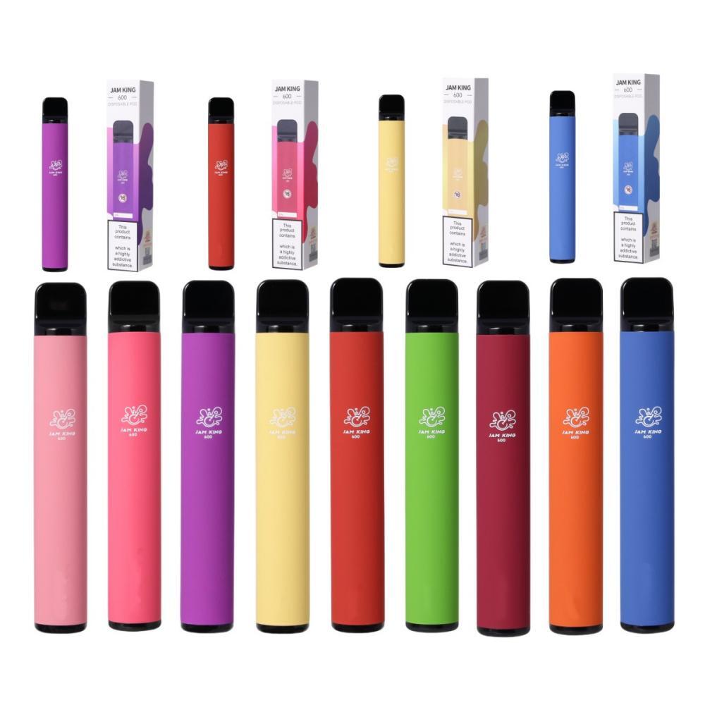 Original Puff Vape Pen Jam King 600 disposable e cigarette 2ml 550mAh Battery Prefilled Vapes 20mg Wholesale Factory China Starter kit bang elux legend