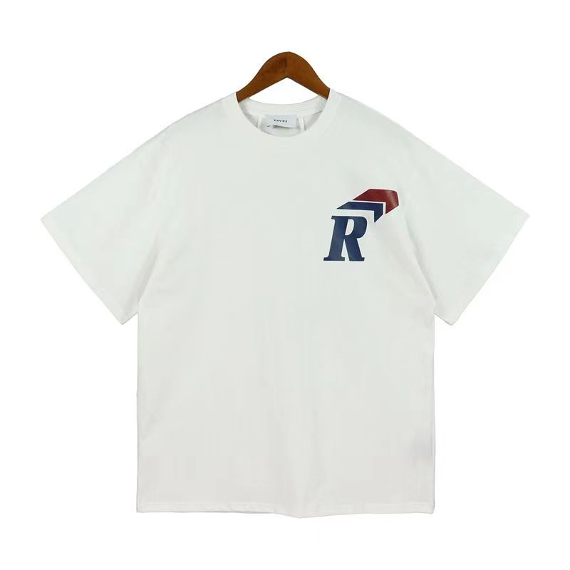 23SレディースTシャツデザイナーTシャツRhude Shirt Womens Tees Rhude Pure Cotton Breathable and Courty Buratile Trend Retro Unisex Clothing