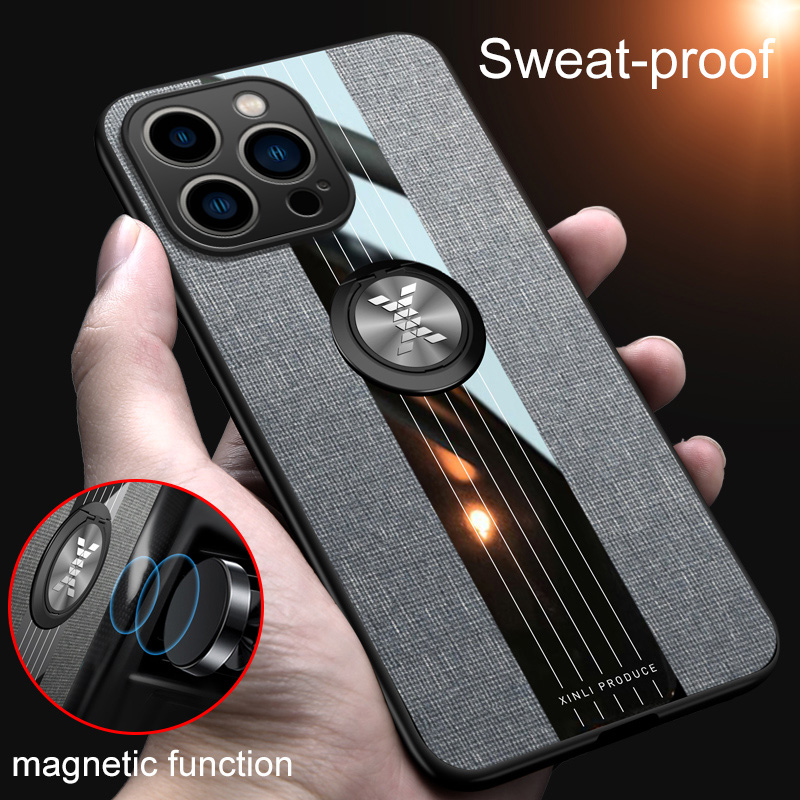 Lyxläderfodral för iPhone 15 14 13 12 Pro Max Plus Mini Cover Luxury Skin Feeling Magnet Car Holder Ring Stand Holder Pu Coque