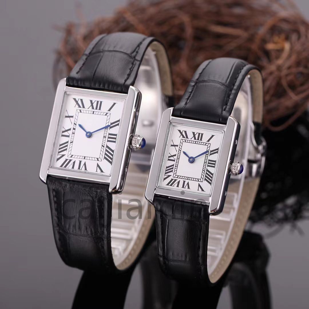 Ladies Watch for Women Watches Men Quartz Luxury Wristwatch Rectangle Small Dial Designer Watch Läderband Titta på hög kvalitet235x