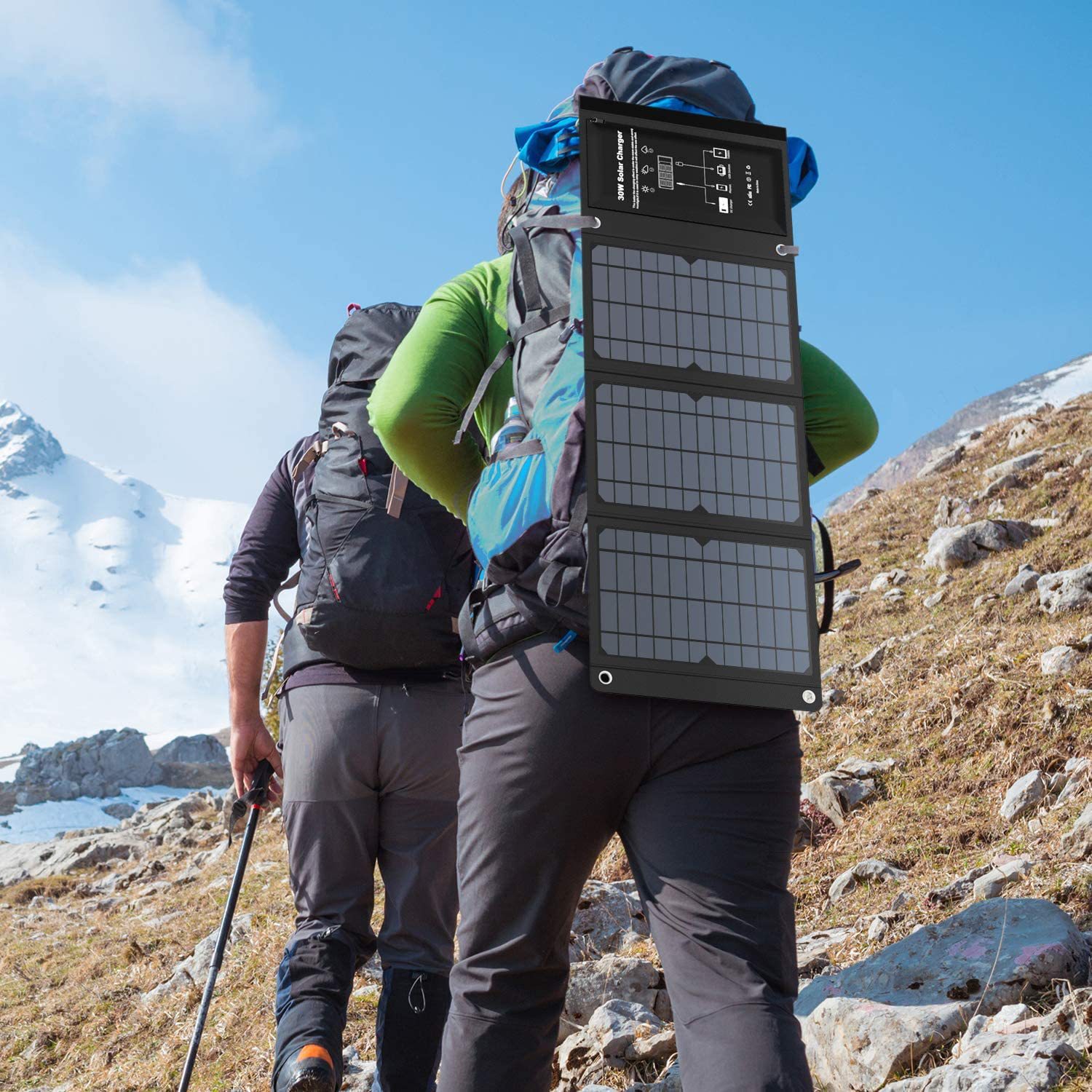 Bolsa dobrável solar 21W placa de carregamento portátil à prova d'água acampamento ao ar livre banco de carregamento do telefone móvel portas de saída USB duplas de 5V BULE