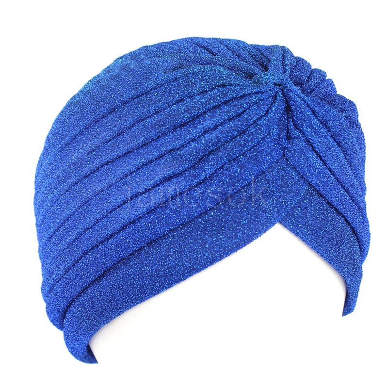 Bling argent or femmes noeud torsion Turban automne hiver chaud musulman écharpe décontracté Streetwear femme indien chapeaux DD597