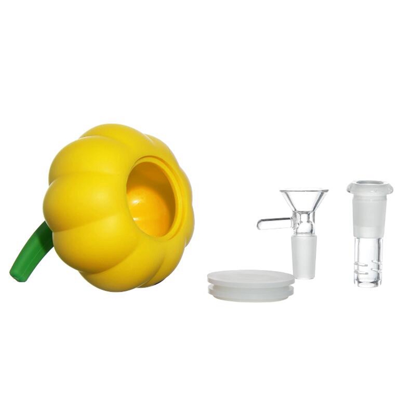 Färgglad pumpa form silikon bong pipes kit tobak glas filter skål sked handpipar bubbler bärbar avtagbar enkel ren vattenpipa röker cigaretthållare dhl