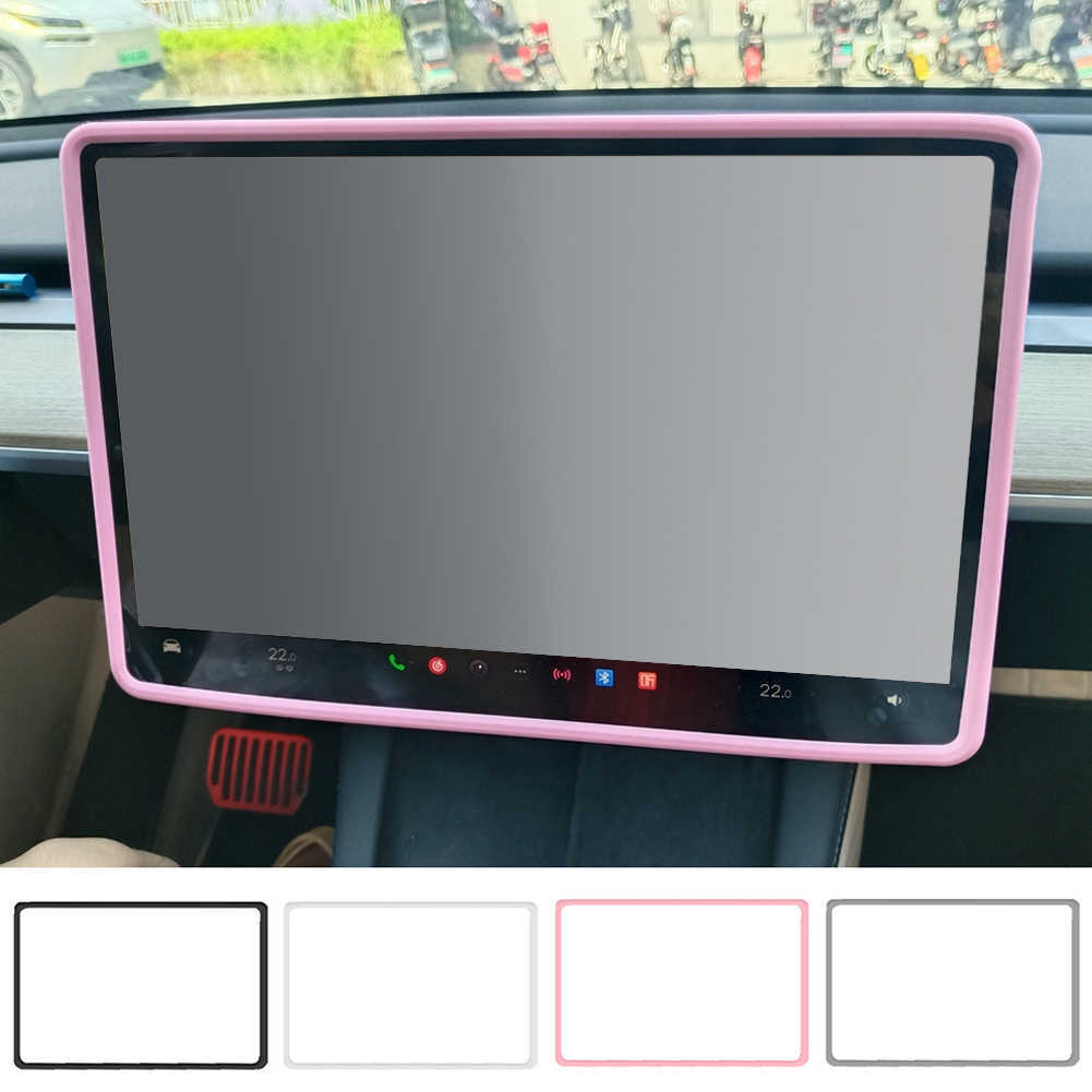 Nouveau pour Tesla modèle 3/y accessoires Navigation couverture manchon protecteur d'écran cadre étanche Silicone Auto intérieur accessoires