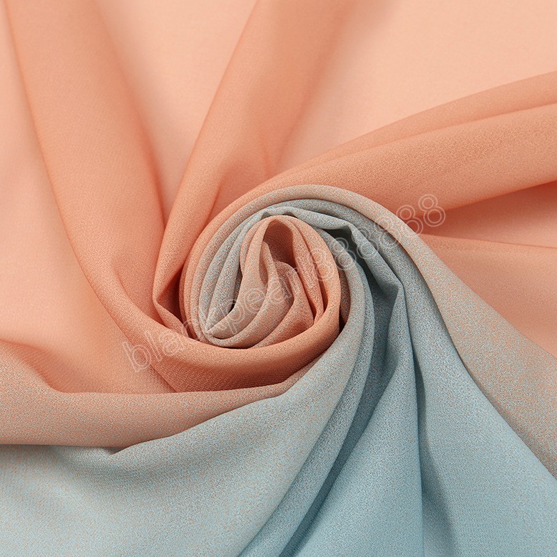 Ramadan Muslim Bubble Chiffon Hijab Shawl Islam Long Ombre Tie-dyed Head Wrap For Women Hand-drawn Gradient Veil Scarf 180*70Cm