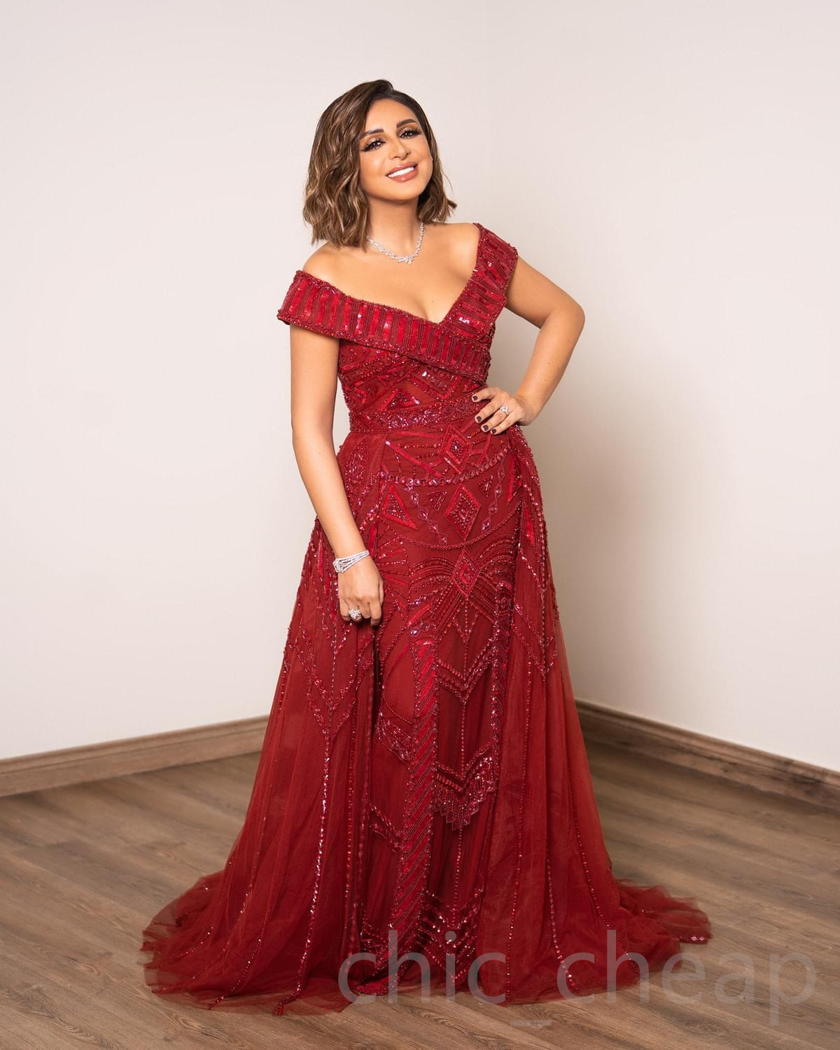 2023 Angham Aso Ebi Rouge Sirène Robe De Bal Paillettes Dentelle Luxueux Soirée Formelle Deuxième Réception Anniversaire Robes De Fiançailles Robe Robe De Soirée ZJ322