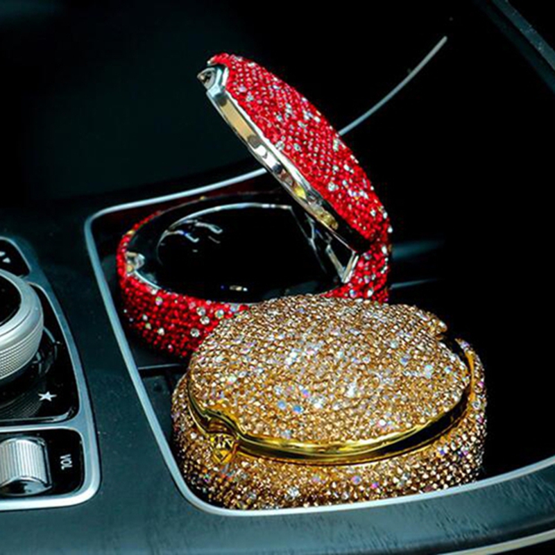 Coloré Diamant VOITURE Cendrier Tasses Style Incrustation Strass Herbe Sèche Tabac Cigarette Fumer Cendrier Cendriers LED Éclairage Voitures Décoration Support De Voiture