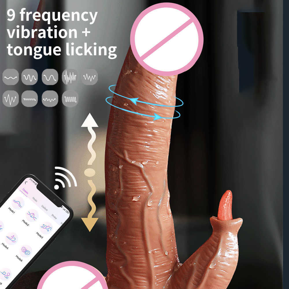 Heizung Realistischer Dildo Vibrator für Frauen App Remote Big Tongue Spot Female Masterbator Spielzeug für Erwachsene