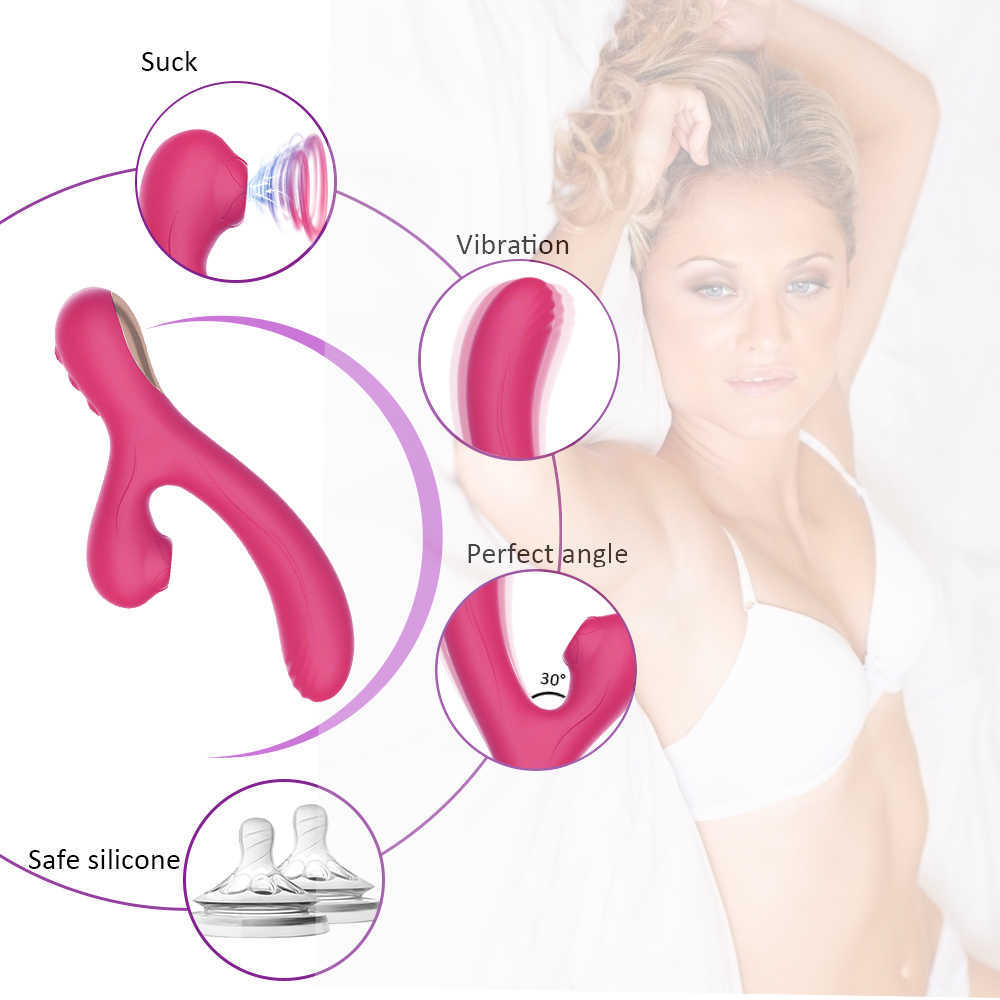 Clitoral Spot Dildo Vibrator met krachtige modi Sucker oplaadbare clitoris seksspeelt voor vrouwen