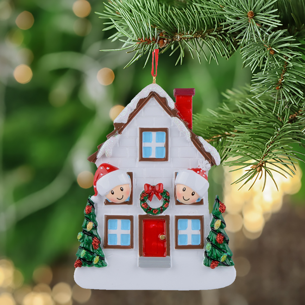 Personnalisation - La famille de la maison de 2 3 4 5 Maison de Noël Resin Ornement Personnalisé Cadeau de vacances Decoration Home246b