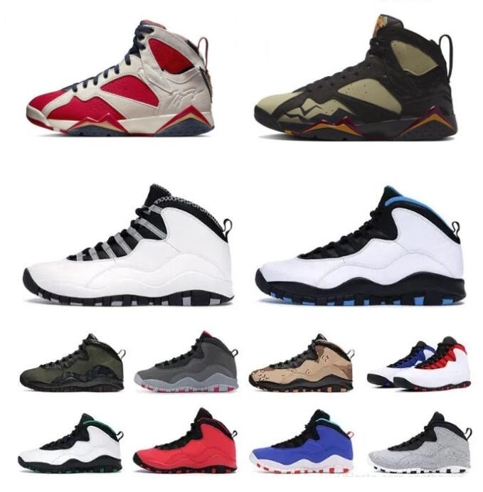 10 7 Chaussures de basket-ball pour hommes Jumpman 7s Trophy Room Ember Glow Orlando Seattle Cement Wings Chicago Smoke Grey Woodland Camo Desert Camo 10s Baskets Trainer 40-47