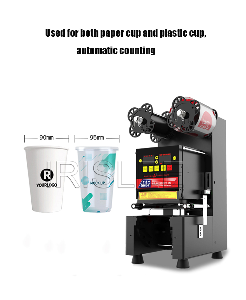 Automatic Drink Cup Sealer Milk Tea Shop Plastic Paper Cup Sealing Machine For 9/9.5Cm Electric Bubble Tea Film
