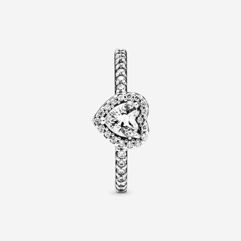 Autentisk sterling silver förhöjd hjärtring för pandora crystal diamant bröllop ringar designer smycken för kvinnor flickor älskar hjärtörning med original boxuppsättning