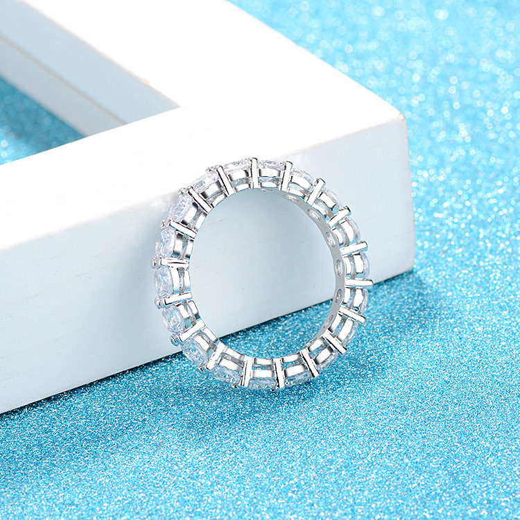Eternity Promise Ring Anelli in argento sterling 925 Bijou Round 4mm AAAAA Cz Anelli di fidanzamento fedi nuziali donna uomo Gioielli regalo