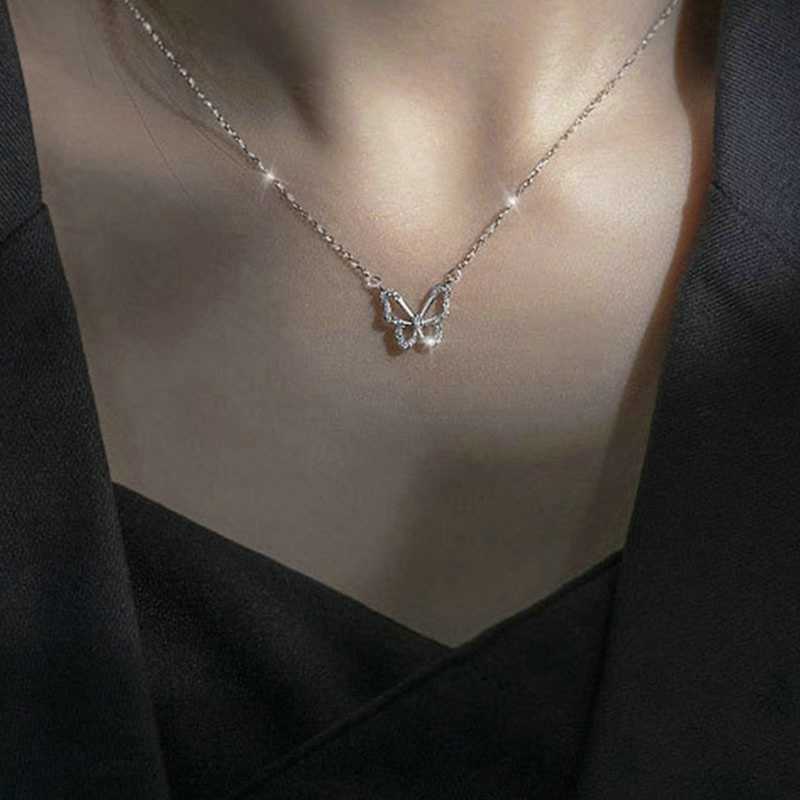 Kettingen 2022 Nieuwe zirkoon holle vlinder hartvormige hanger ketting Koreaanse stijl feest mode sieraden geschenken G220524