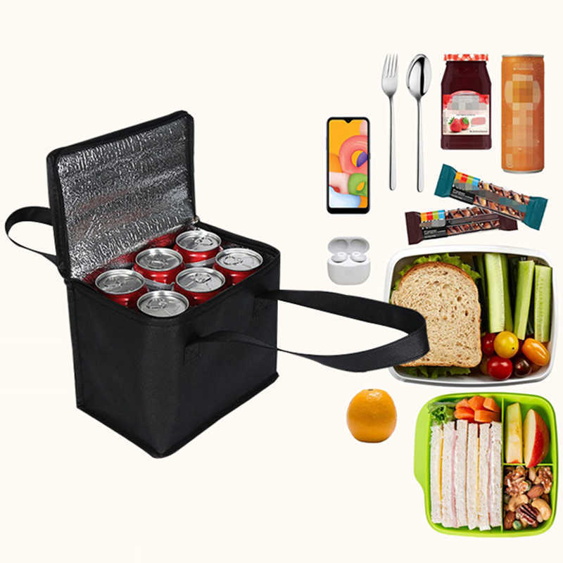 Backpacking Packs Black hot lunch portable insulated refrigerated food bag camping bento storage box children's large capacity picnic handbag P230524