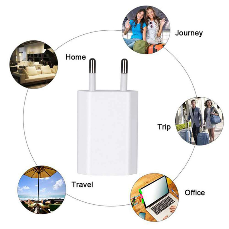 Högkvalitativ europeisk EU -kontakt USB AC Travel Wall Charging Charger Power Adapter för Apple iPhone X 9 8 7 6 6S 5 5S 4 4S 3GS