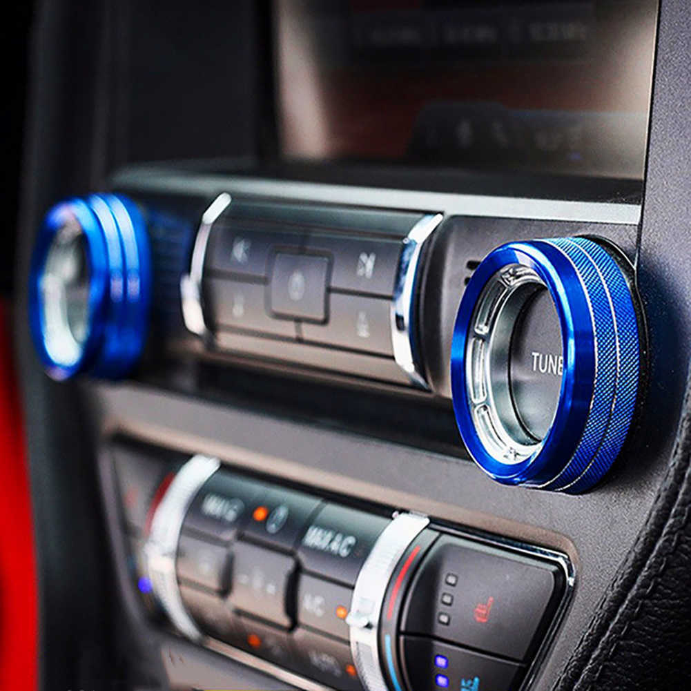 Nuovo Ultimo Aria Condizionata Radio Manopola Anelli Ac Interruttore di Controllo Pulsante Decorativo Anello di Copertura Ford Mustang 2015-2020 Audio Trim