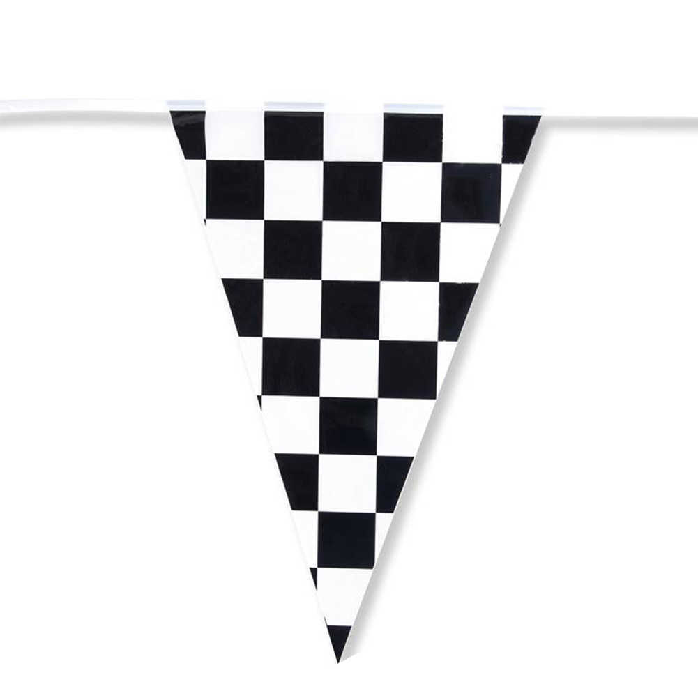 Banner Flags 30m Flags PE Black White för födelsedagstävlingsbil Temeparty rutig racing bunting Garland Banner Pennant Flag G230524