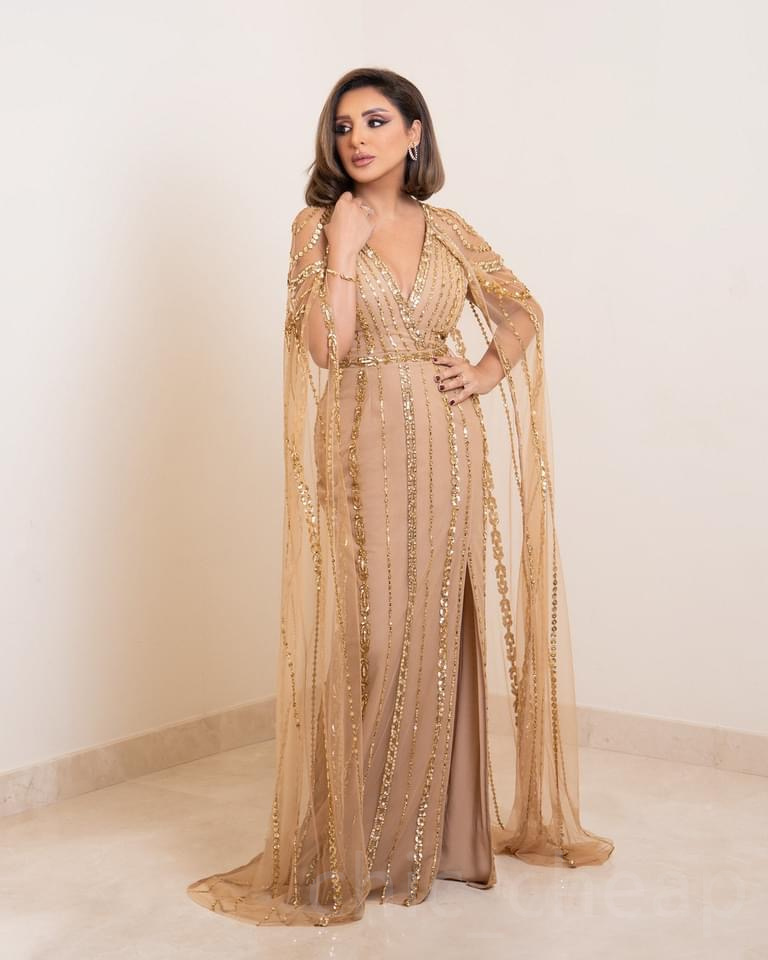 2023 Angham Aso Ebi Or Sirène Robe De Bal Perlé Cristaux Soirée Formelle Partie Deuxième Réception Anniversaire Robes De Fiançailles Robe Robe De Soirée ZJ321