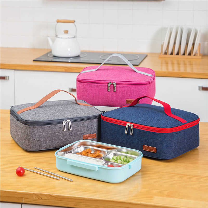 Backpacking Packs Square portable insulated women's lunch waterproof picnic food hot bento box cooler bag travel storage container P230524