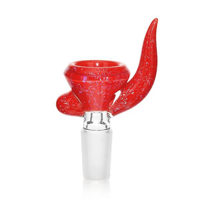 COOL USA Colorful Glass Smoking 14MM 18MM Male Joint Dry Herb Tobacco Filter Anti Slip Ox Horn Handle Bowl Oil Rigs Waterpipe Bong DownStem Bubbler Cigarette Holder