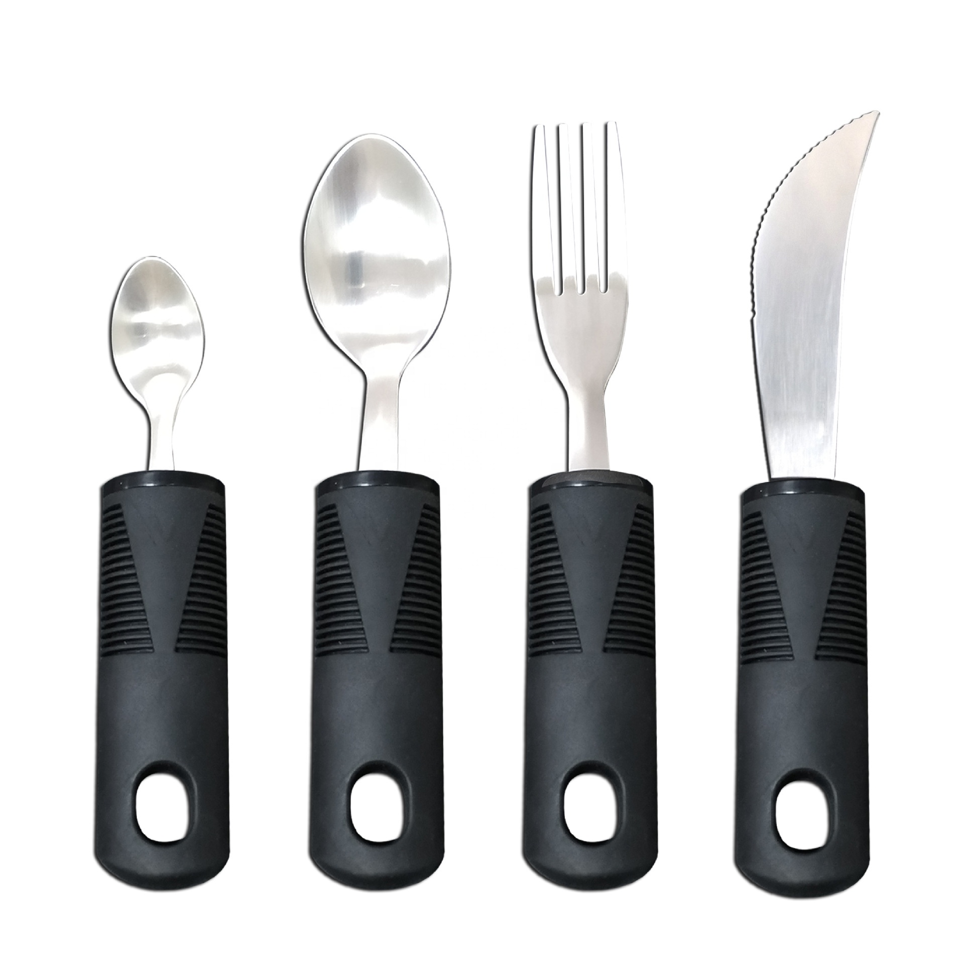 of Easy grip Bendable Adaptive Utensils Set Non-Weighted Non-Slip Handles for Hand Tremors Arthritis Parkinson or Elderly Use