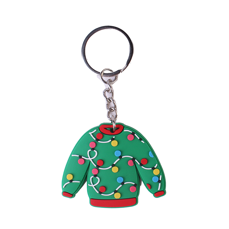 Xmas Gift PVC Keychain Christmas Cartoon Sweater Keychain Bag Decoration Pendant Keyring Key Chain