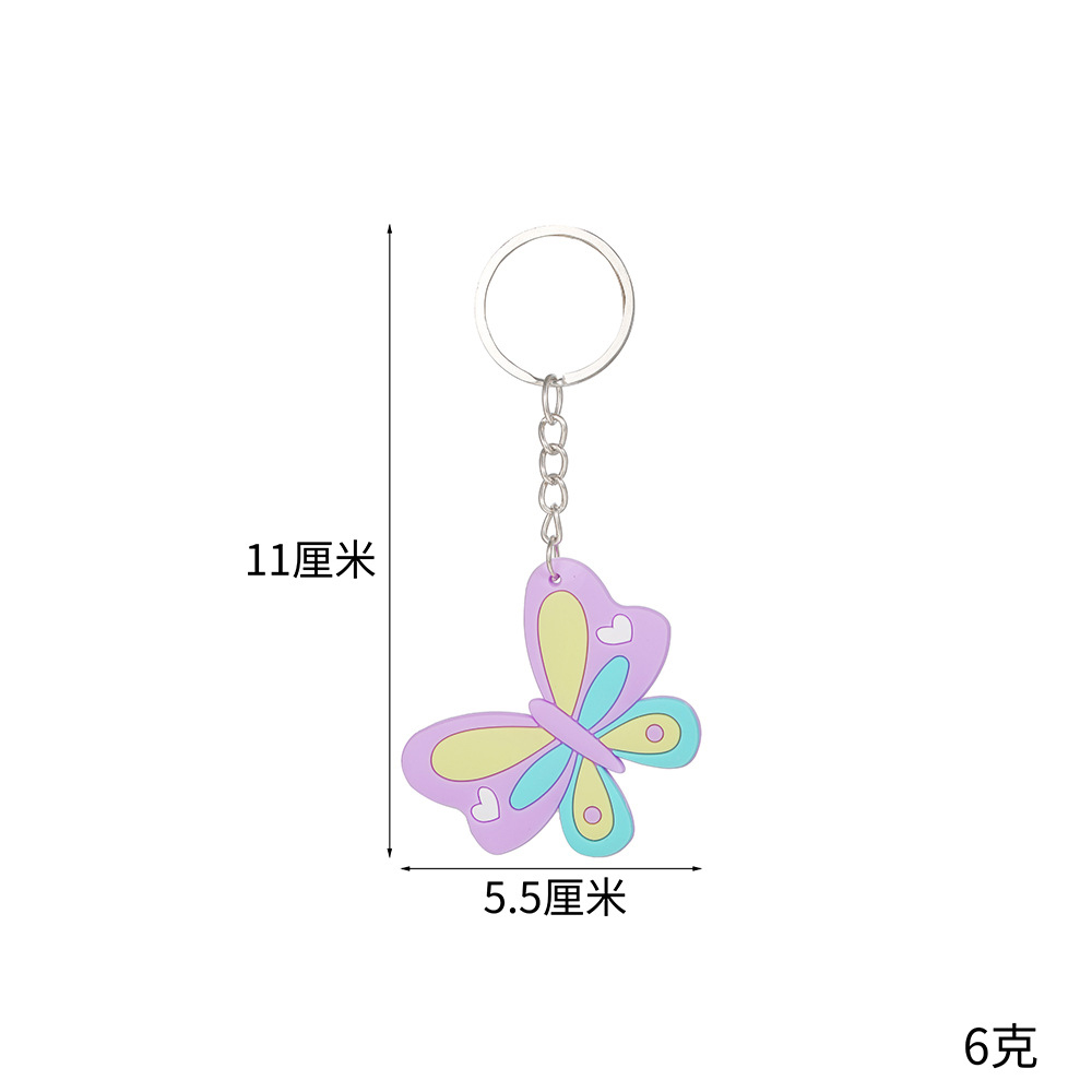 Härlig fjäril Nyckelringar PVC Silicone Cartoon Keychain Girls 'Bag Pendant Keyring Key Chains