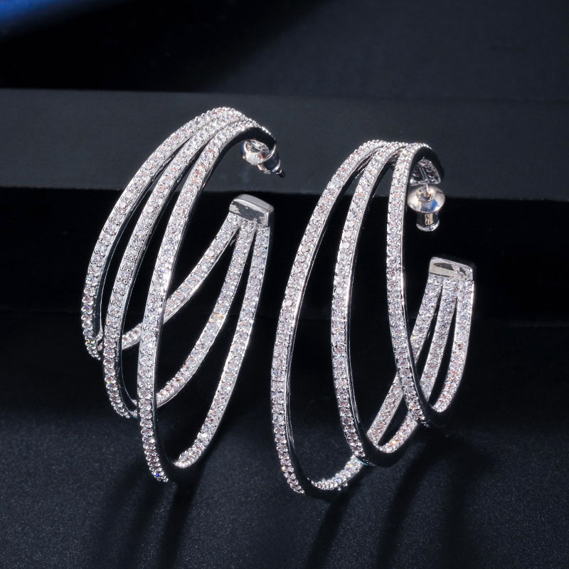 Charme de luxe grand créateur de boucles d'oreilles en or avec diamants pour femme fête ronde AAA zircon cubique sud-américain cuivre 925 argent Sterling Post boucles d'oreilles cadeau d'anniversaire