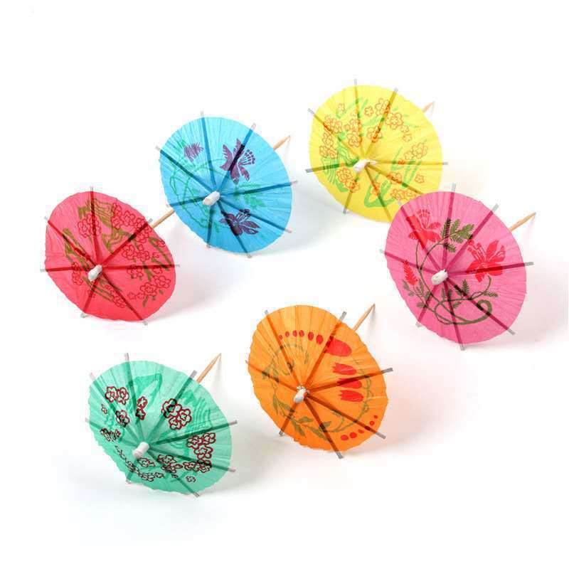 100 stks Papier Cocktail Parasols Paraplu Drankjes Picks Bruiloft Evenement Feestartikelen Feestdagen Cocktail Garnituren Houders