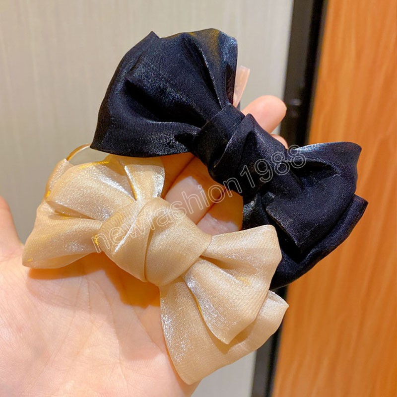 Elegant Chiffon Bow Bun Headband Ponytail Hair Claw For Women Hair Holder Hair Clip Sweet Hair Decorate Fashion Hair Accessories