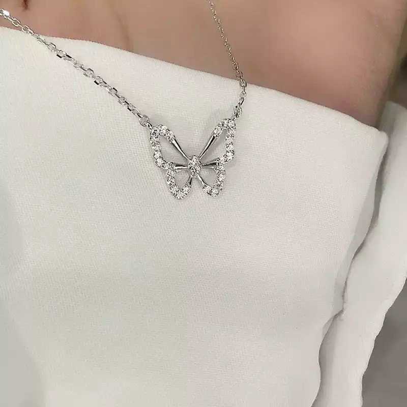 Kettingen 2022 Nieuwe zirkoon holle vlinder hartvormige hanger ketting Koreaanse stijl feest mode sieraden geschenken G220524