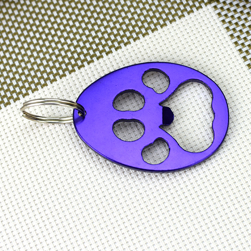 Aluminium Alloy Dog Paw Keychain Bottle Opener Beer Opener Tool Key Tag Chain Ring Random Colors Wholesale