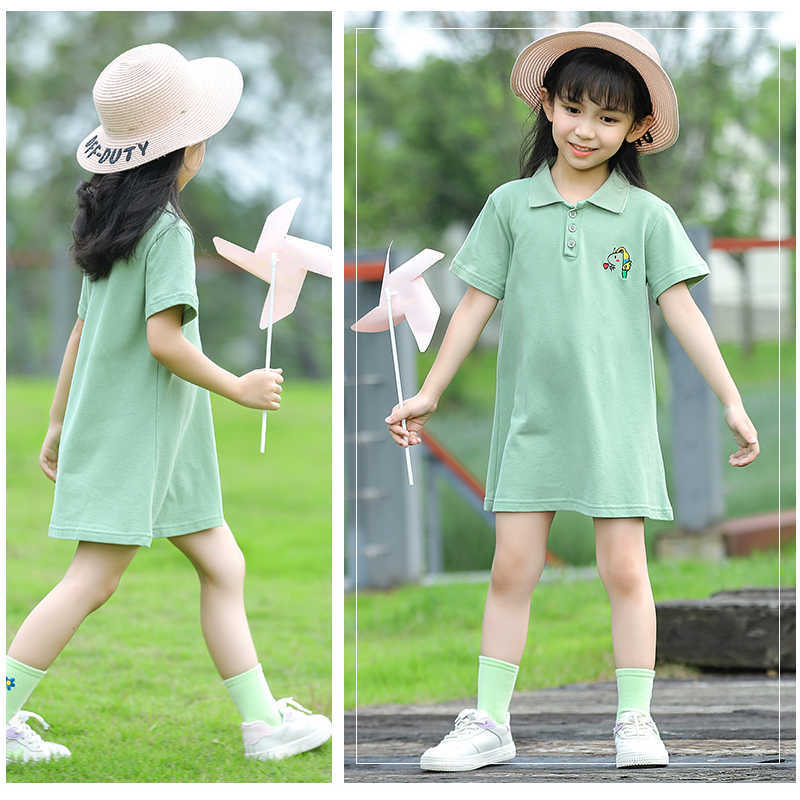 Abiti da ragazza T-shirt da bambina in cotone estivo bambini Polo viola verde casual T-shirt da principessa G220523