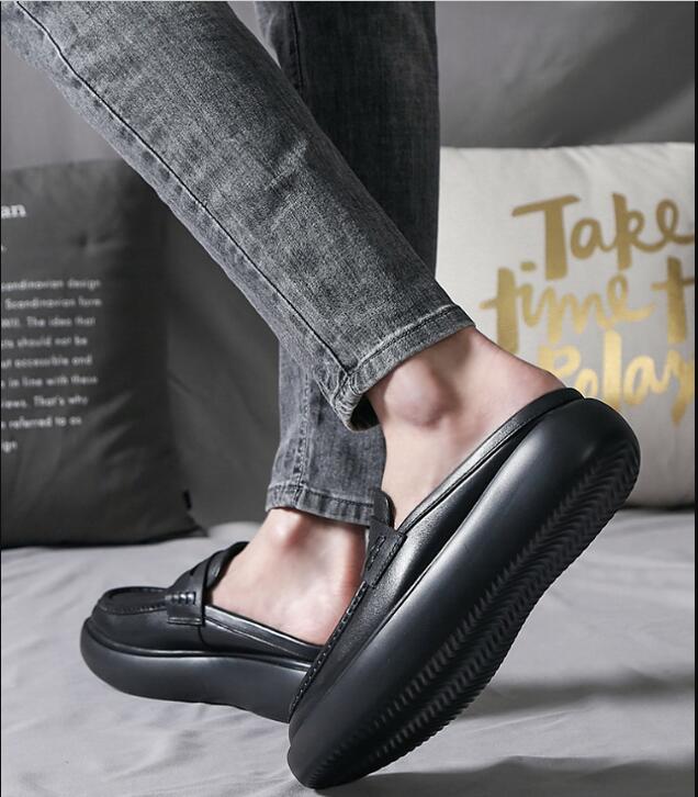 Wit Zwart Halve Sippers Echt lederen buiten zacht comfort Hielheren Lazy Flats