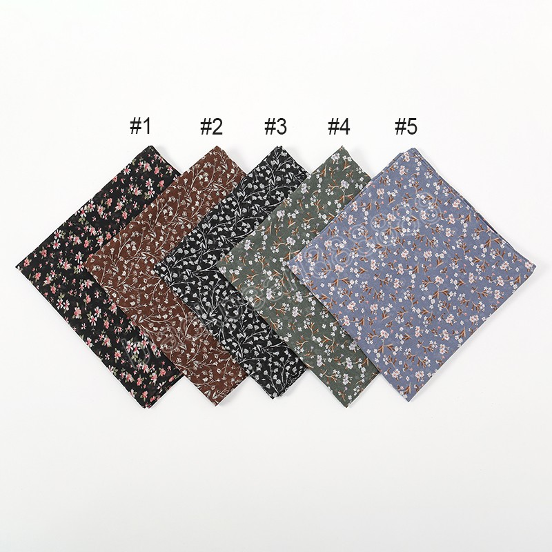 2023 Square Bubble Chiffon Instant Hijab Frauenkopfschalschal Muslim Populärer Kerchief Kleine Blumenpashmina gestohlen 115*115 cm