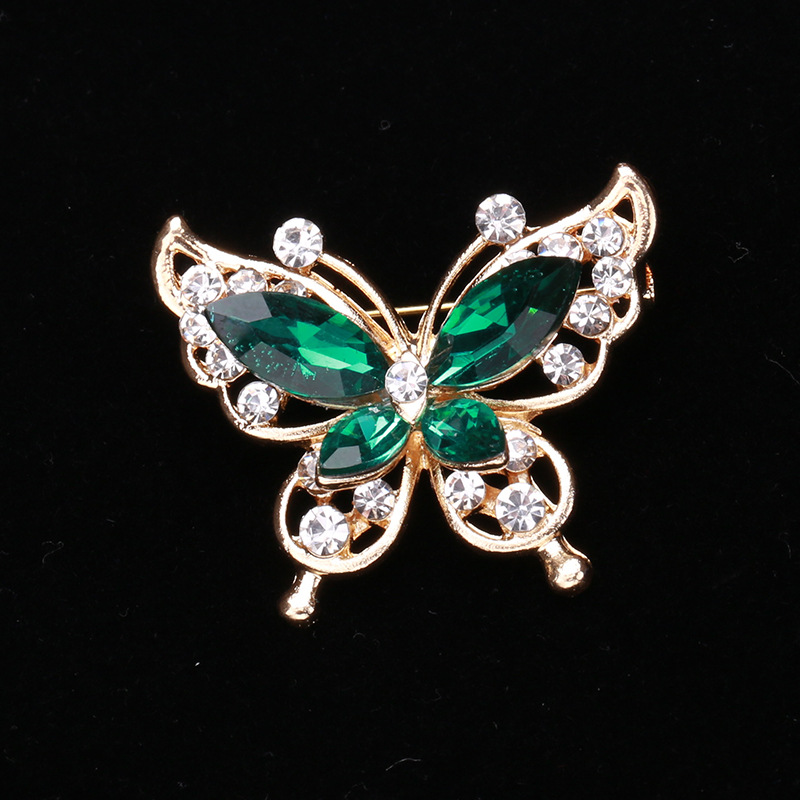 Brooch Fashion Beauty Women Gold Zinc Alloy Crystal Flower Butterfly Insect Pins