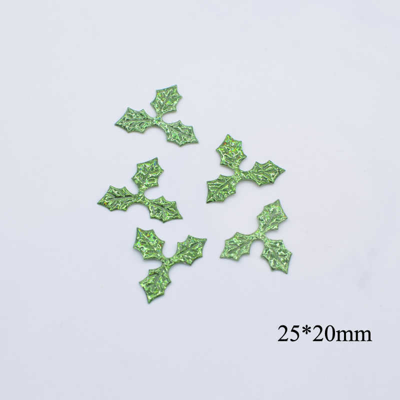 20psCsewing Notions Tools 100/Tecido a laser Decalque de folha verde de inverno para chapéu de natal DIY Roupas de costura Decoração de tesoura Craft P230524