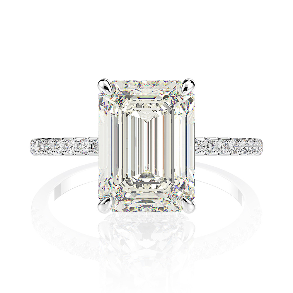 Radiant Cut 3ct Moissanite Diamond Promise Ring 100% Real 925 여성 보석을위한 스털링 실버 약혼 웨딩 밴드 반지