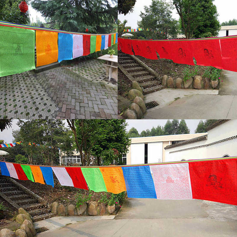 Bandeiras de banner tibetanos bandeiras de oração budista de diferentes cores de seda artificial bandeira religiosa do tibete suprimentos budistas de pulmão G230524