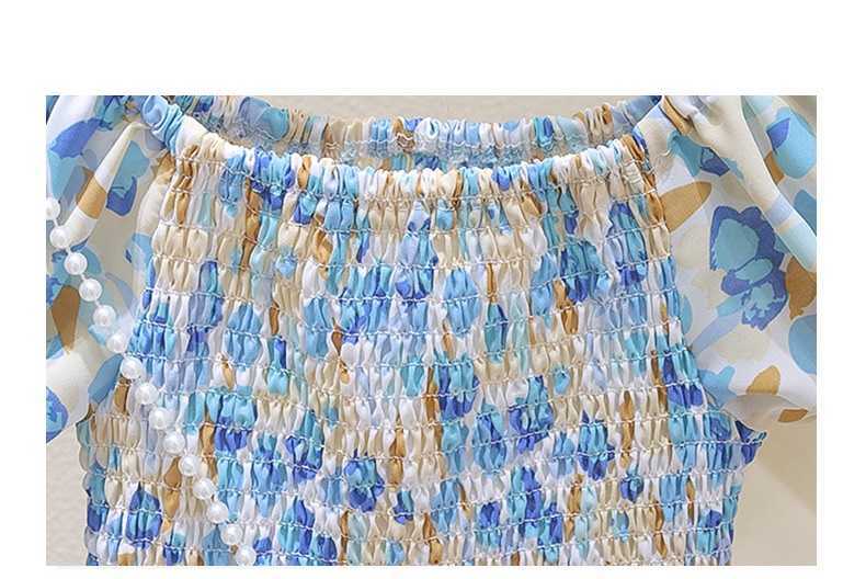 Flickans klänningar 2023 Summer Baby Girls Flower Tights+Pearl Chain Pocket Fashion Cute Chiffon Dress 2stCasual Clothing Set 1-6 Years G220523