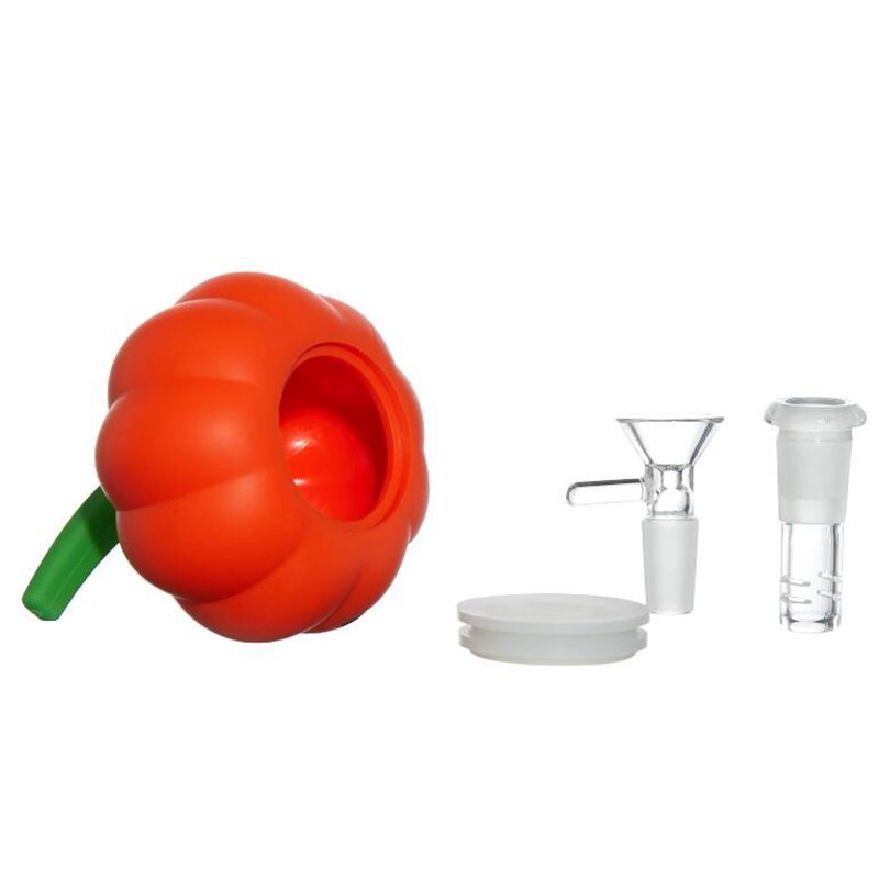 Colorful Pumpkin Shape Silicone Bong Pipes Kit Tobacco Glass Filter Bowl Spoon Handpipes Bubbler Portable Removable Easy Clean Hookah Smoking Cigarette Holder DHL